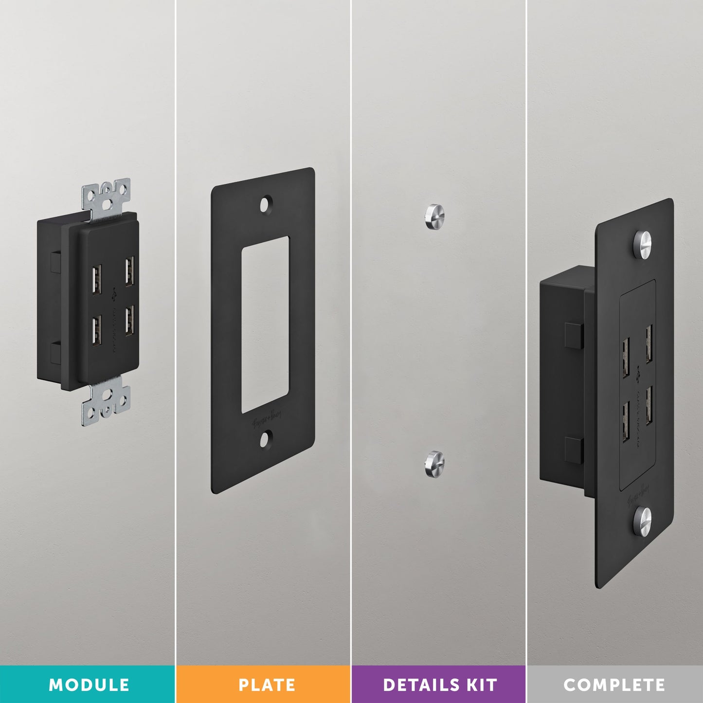 Duplex Outlet Module Black